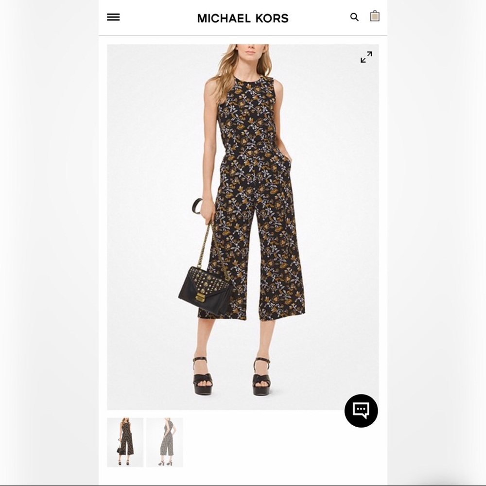 MICHAEL KORS: Botanical Crepe Belted Jumpsuit